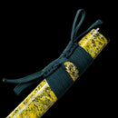 Handmade Japanese Katana Sword 1060 Carbon Steel With Musashi Tsuba Green Gold