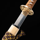 Handmade Chokuto Ninjato Straight Sword Folded Damascus Steel Blade Flower