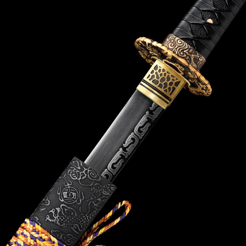 Handmade Japanese Samurai Ninjato Sword With Black Blade