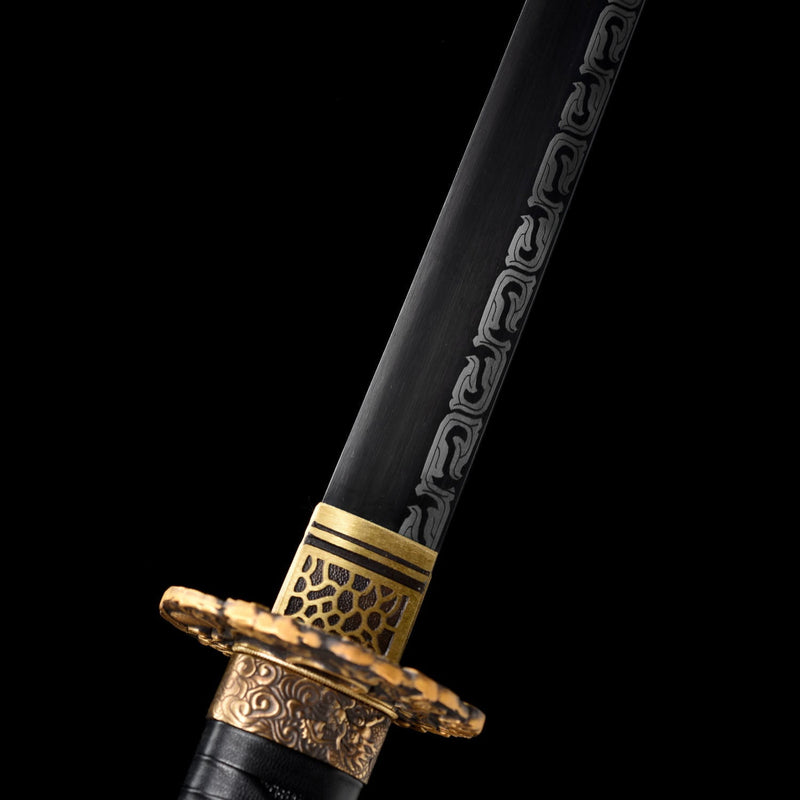 Handmade Japanese Samurai Ninjato Sword With Black Blade