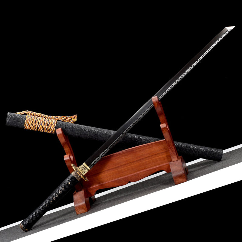Handmade Japanese Samurai Ninjato Sword With Black Blade