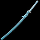 Handmade Japanese Katana Sword 1045 Carbon Steel With Teal Blade And Scabbard