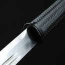 Close-up of Ninjato sword blade, 1045 steel, razor sharp edge.