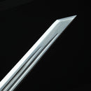 Close-up of Ninjato sword blade, 1045 steel, razor sharp edge.