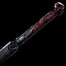 Handmade Japanese Ninjato Sword With Black Blade Skull