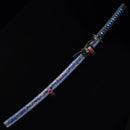 Handmade Japanese Katana Sword 1060 Carbon Steel With Blue Blade And Scabbard