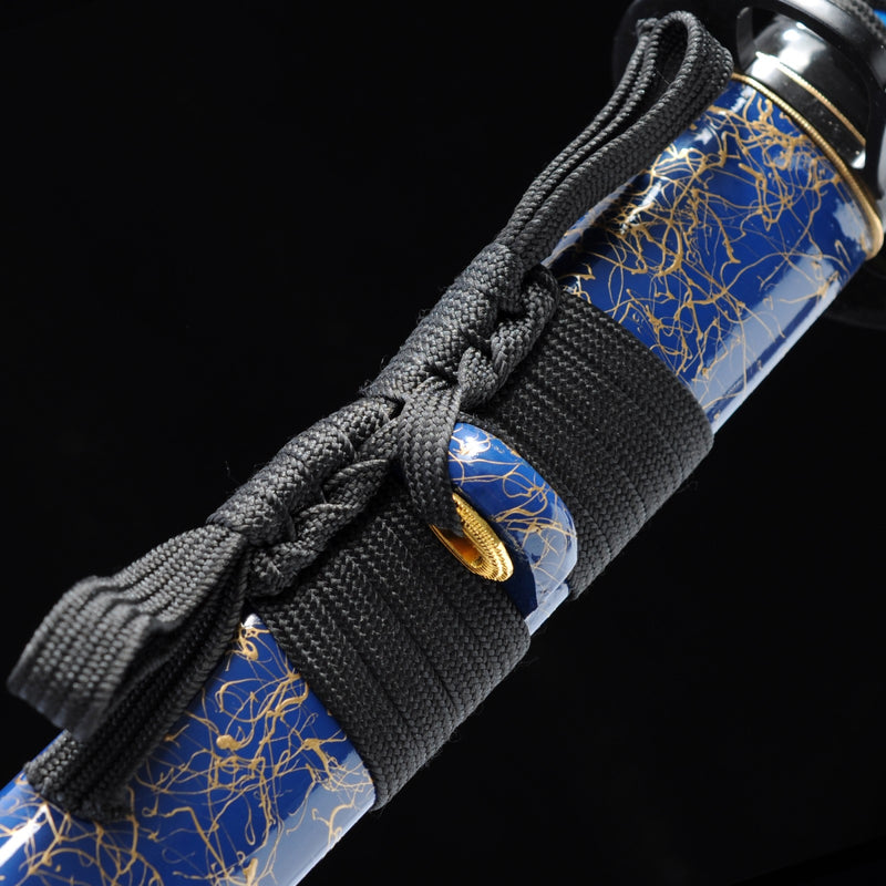 Handmade Japanese Katana Sword 1060 Carbon Steel With Blue Blade And Scabbard