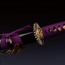 Handmade Japanese Katana Sword With Golden Sunflower Tsuba