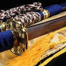 Japanese Tachi Odachi Sword With Damascus Steel With Blue Scabbard