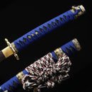 Japanese Tachi Odachi Sword With Damascus Steel With Blue Scabbard