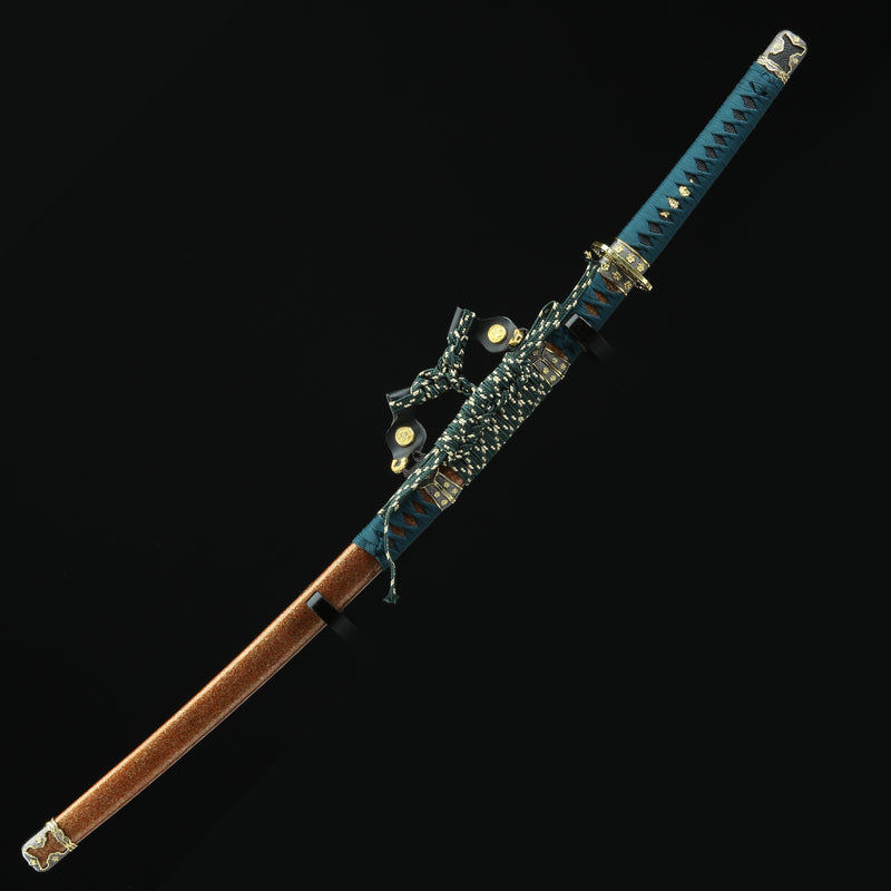 Handmade Japanese Tachi Odachi Sword Spring Steel With Orange Scabbard