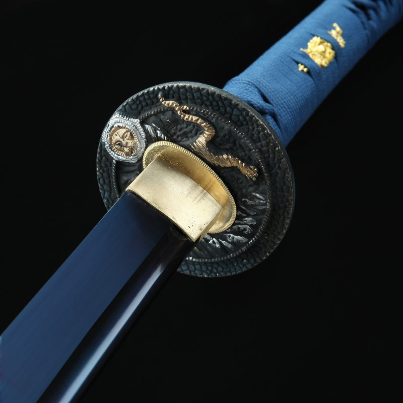 Handmade Japanese Katana Sword 1060 Carbon Steel With Blue Blade