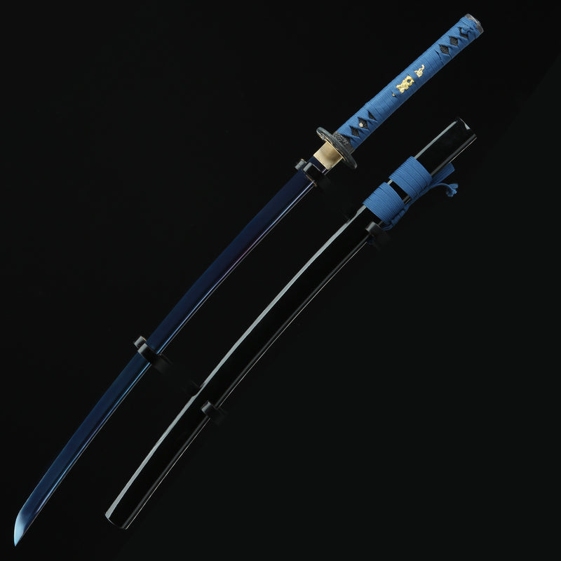Handmade Japanese Katana Sword 1060 Carbon Steel With Blue Blade