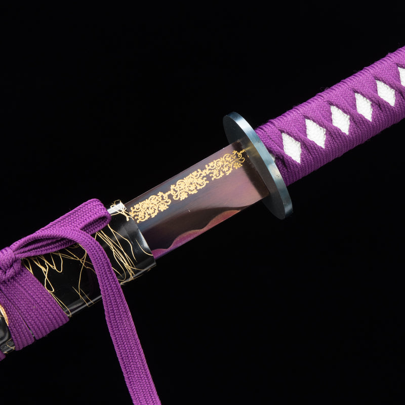 Handmade Ninjato Ninja Sword With Purple Straight Blade