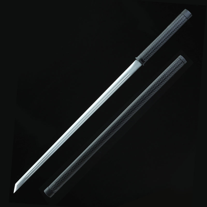 Ninjato sword sheathed in hardwood saya, 40-inch, 1045 steel, full tang."