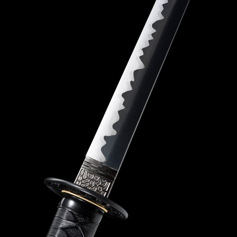 Handmade Ninjato Straight Japanese Sword Spring Steel With Black Blade