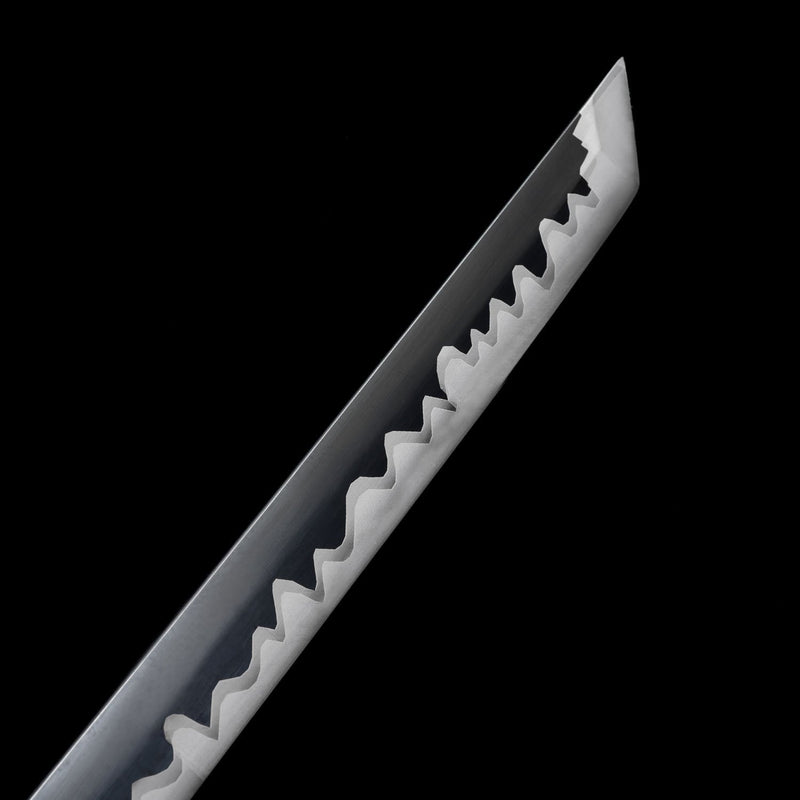 Handmade Ninjato Straight Japanese Sword Spring Steel With Black Blade