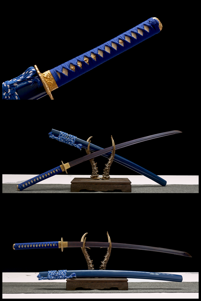 Hand Made High Quality Blue Damascus Steel Japanese Katana Sword