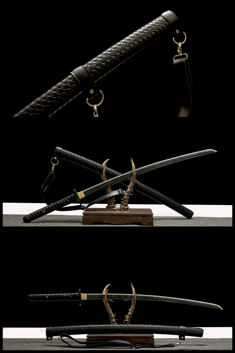 Hand Made High Quality T10 Steel Japanese Katana Swords Black Wolf