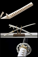 Handmade T10 steel Japanese katana sword with a geisha-themed design