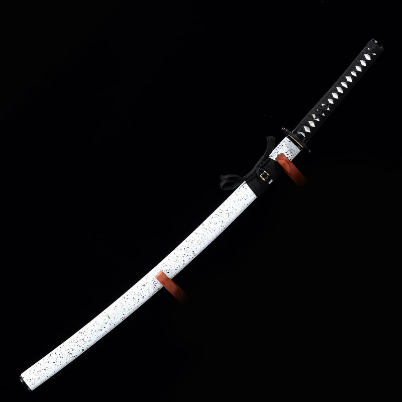 Handmade Japanese Sword T10 Carbon Steel Real Hamon Katana Hand Forged With White Scabbard