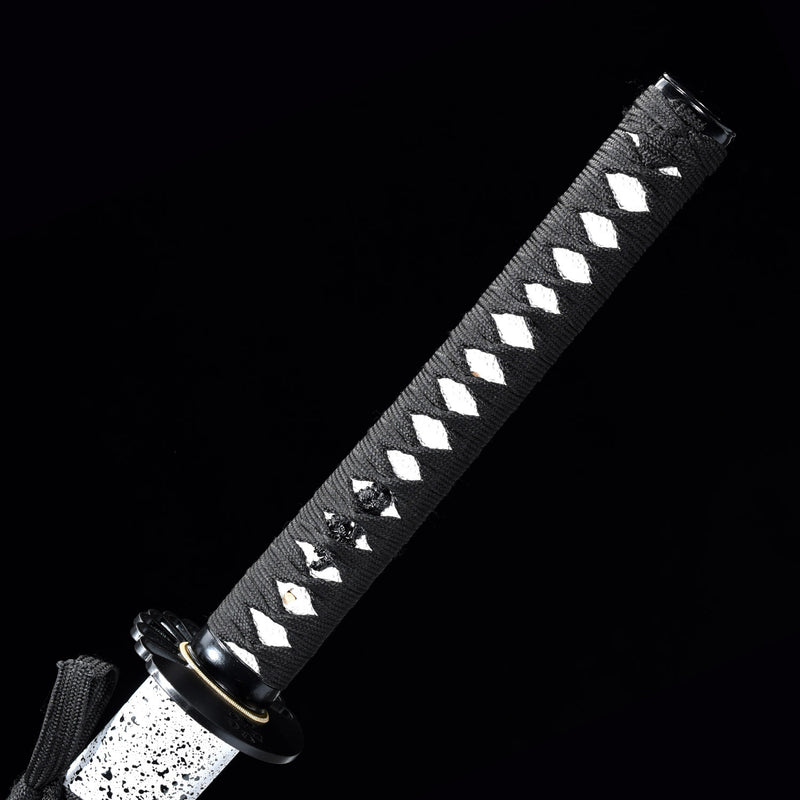Handmade Japanese Sword T10 Carbon Steel Real Hamon Katana Hand Forged With White Scabbard