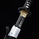 Handmade Japanese Sword T10 Carbon Steel Real Hamon Katana Hand Forged With White Scabbard