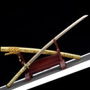 Handmade Japanese Samurai Katana Sword High Manganese Steel With Golden Blade And Scabbard