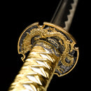 Handmade Japanese Samurai Katana Sword High Manganese Steel With Golden Blade And Scabbard