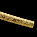 Handmade Japanese Samurai Katana Sword High Manganese Steel With Golden Blade And Scabbard