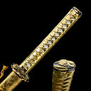 Handmade Japanese Samurai Katana Sword High Manganese Steel With Golden Blade And Scabbard