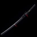 Handmade Japanese Sword T10 Clay Tempered Steel Katana Real Hamon Full Tang With Black Scabbard