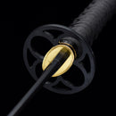 Handmade Japanese Sword T10 Clay Tempered Steel Katana Real Hamon Full Tang With Black Scabbard