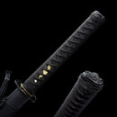 Handmade Japanese Sword T10 Clay Tempered Steel Katana Real Hamon Full Tang With Black Scabbard