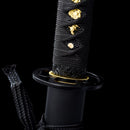 Handmade Japanese Sword T10 Clay Tempered Steel Katana Real Hamon Full Tang With Black Scabbard