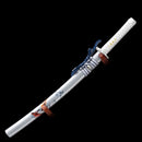 Handmade Japanese Wakizashi Sword High Manganese Steel With Blue Blade And Silver Scabbard