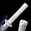 Handmade Japanese Wakizashi Sword High Manganese Steel With Blue Blade And Silver Scabbard