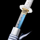 Handmade Japanese Wakizashi Sword High Manganese Steel With Blue Blade And Silver Scabbard