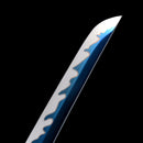 Handmade Japanese Wakizashi Sword High Manganese Steel With Blue Blade And Silver Scabbard