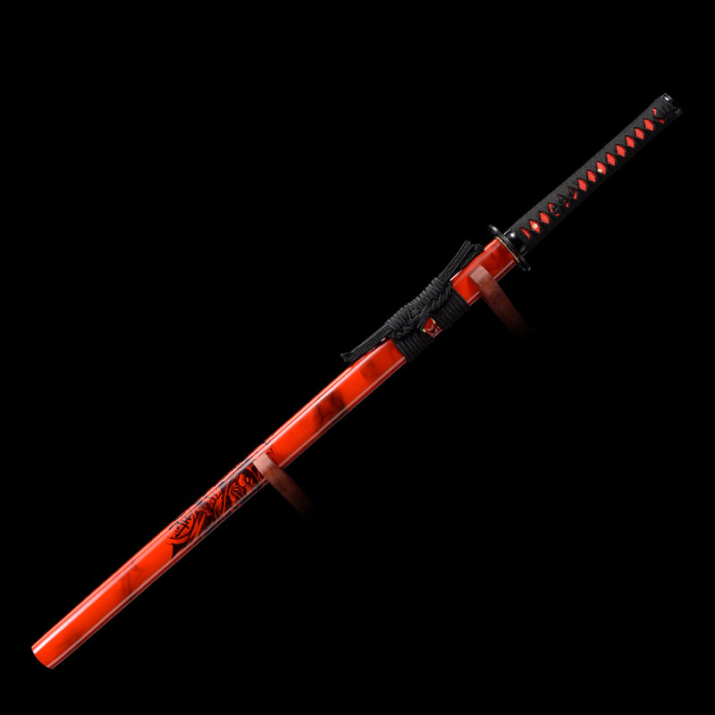 Handmade Samurai Ninjato Sword 1060 Carbon Steel With Red Blade