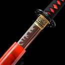 Handmade Samurai Ninjato Sword 1060 Carbon Steel With Red Blade