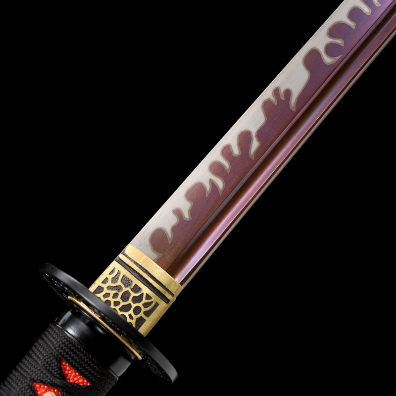 Handmade Samurai Ninjato Sword 1060 Carbon Steel With Red Blade