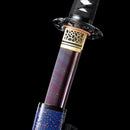 Handmade Damascus Folded Steel Real Japanese Wakizashi Sword With Purple Blade