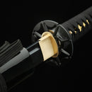 Japanese katana sword made from 1060 carbon steel with a stylish black scabbar