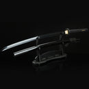 1060 carbon steel katana sword with a traditional black scabbard, handmade for collectors