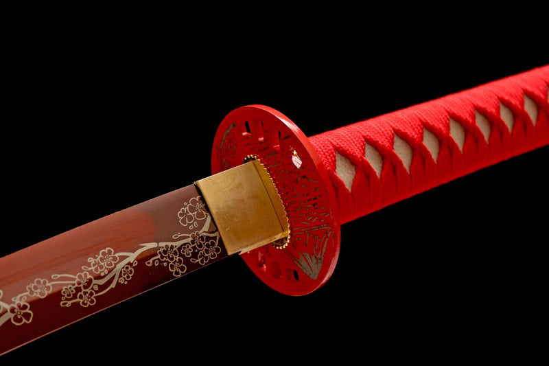 Hand Made High Quality T10 Steel Katana Red Pattern