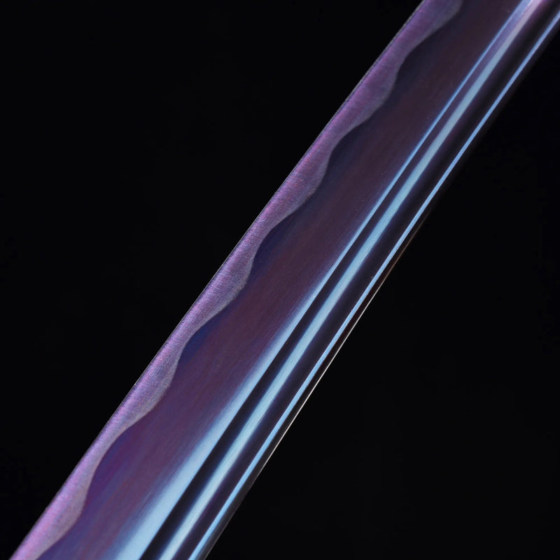 Elegant samurai katana featuring a unique handmade purple blade
