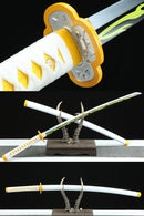 Zenitsu Agatsuma 1045 steel katana replica from Demon Slayer with yellow handle