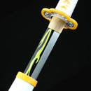 Zenitsu Agatsuma’s yellow-handled katana sword, 1045 steel replica from Demon Slayer