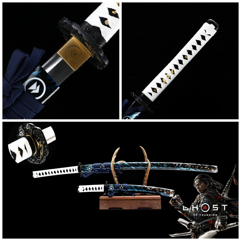 Ghost of Tsushima Hand Made High Quality T10 Steel Japanese Katana and Tanto Sword Set